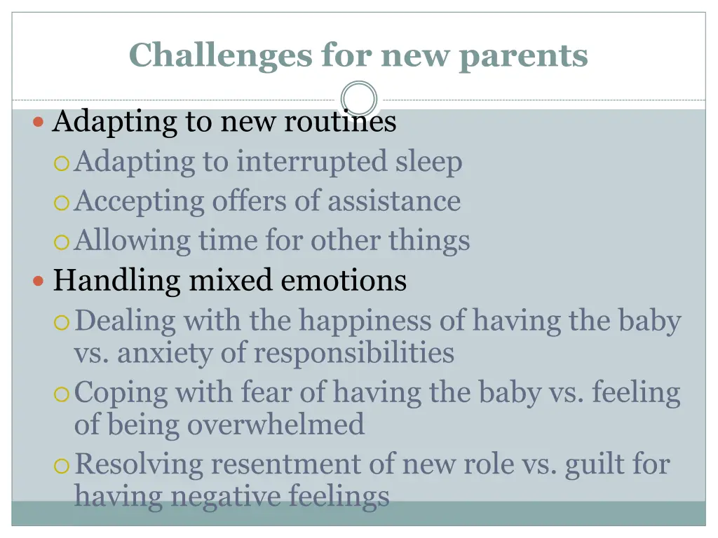 challenges for new parents