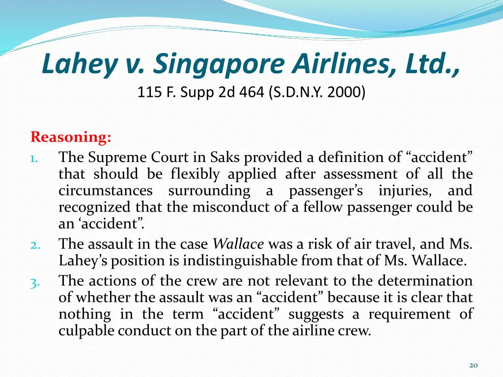 lahey v singapore airlines ltd 115 f supp 1