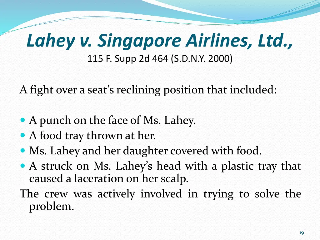 lahey v singapore airlines ltd 115 f supp