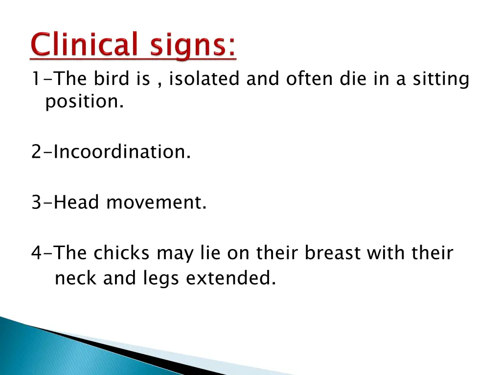 1 the bird is isolated and often die in a sitting
