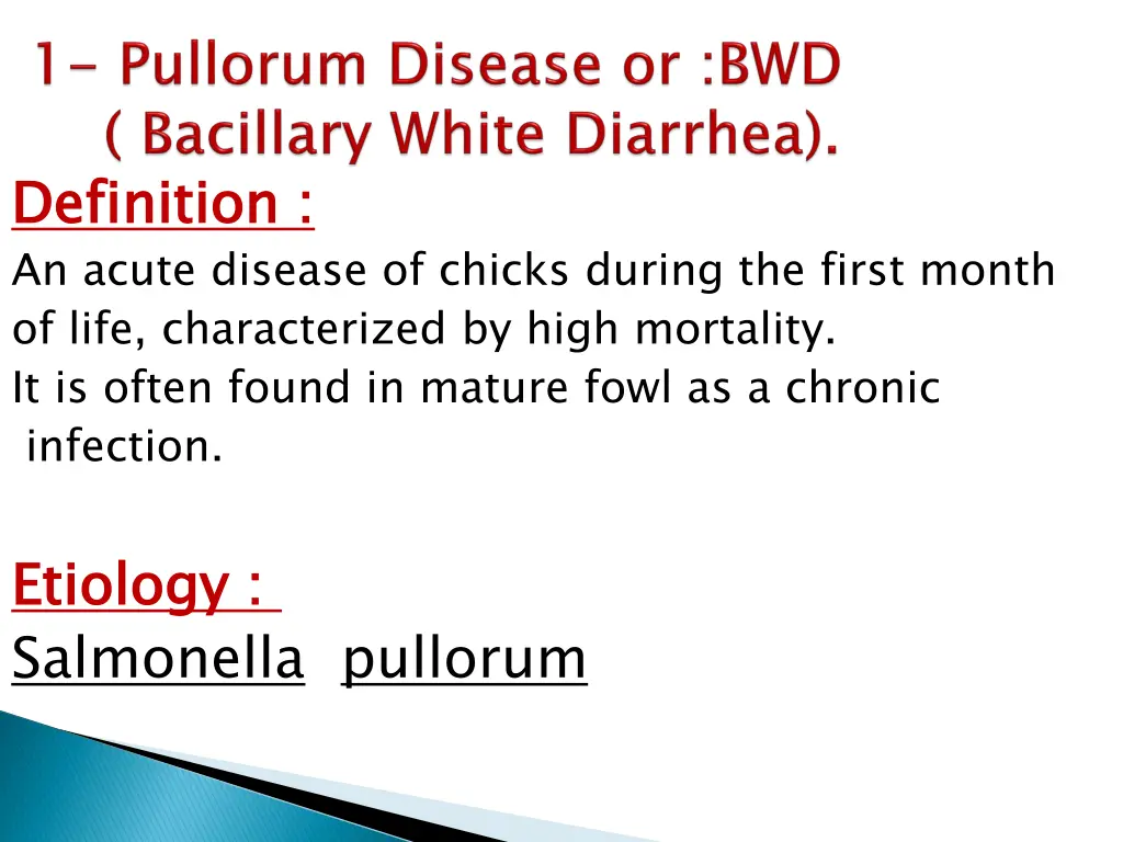 definition an acute disease of chicks during