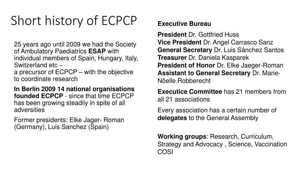 short history of ecpcp