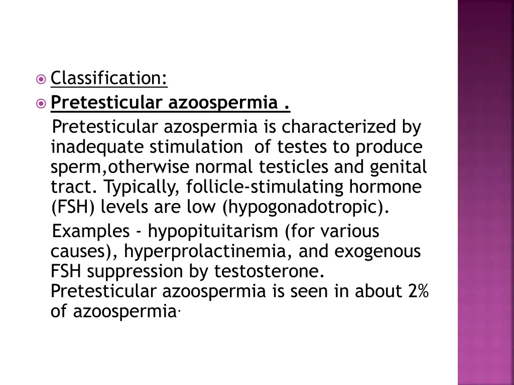 classification pretesticular azoospermia