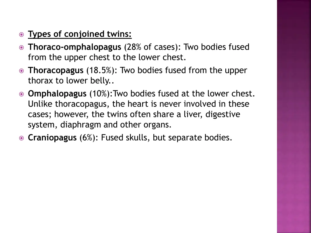 types of conjoined twins thoraco omphalopagus