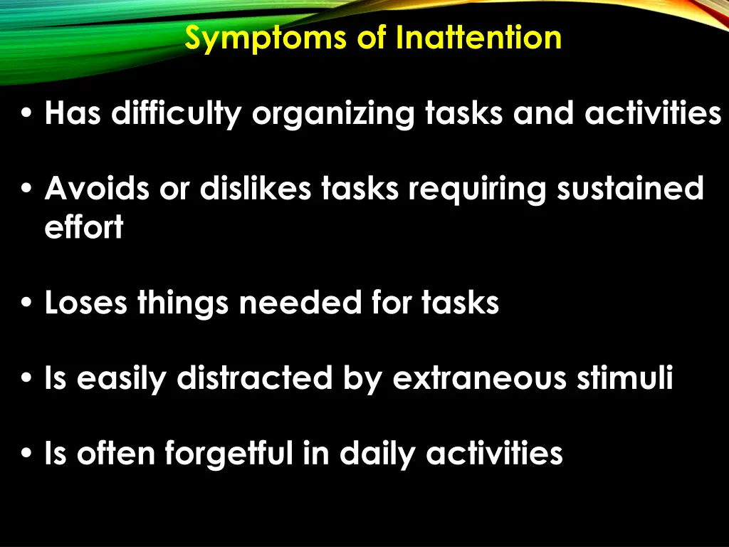 symptoms of inattention 1