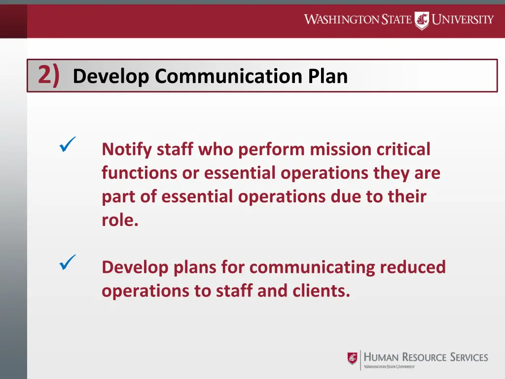 2 develop communication plan