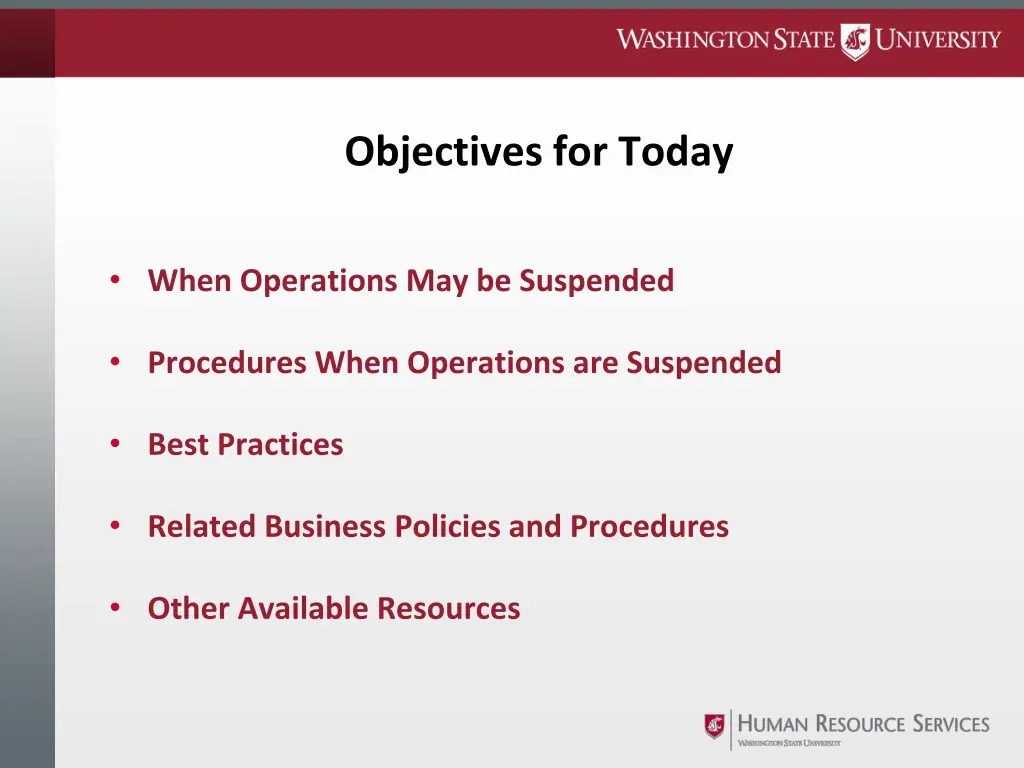 objectives for today