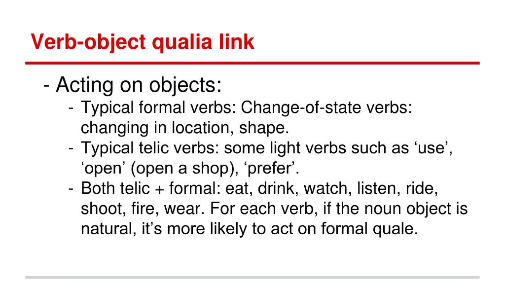 verb object qualia link