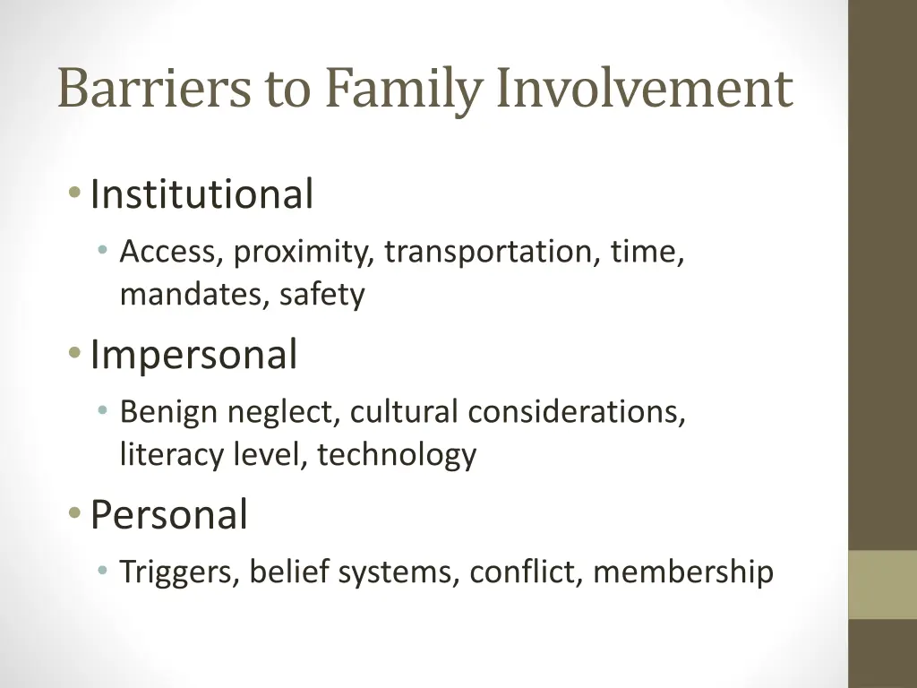 barriers to family involvement