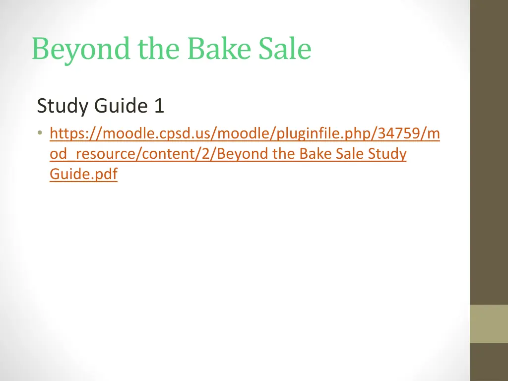 beyond the bake sale