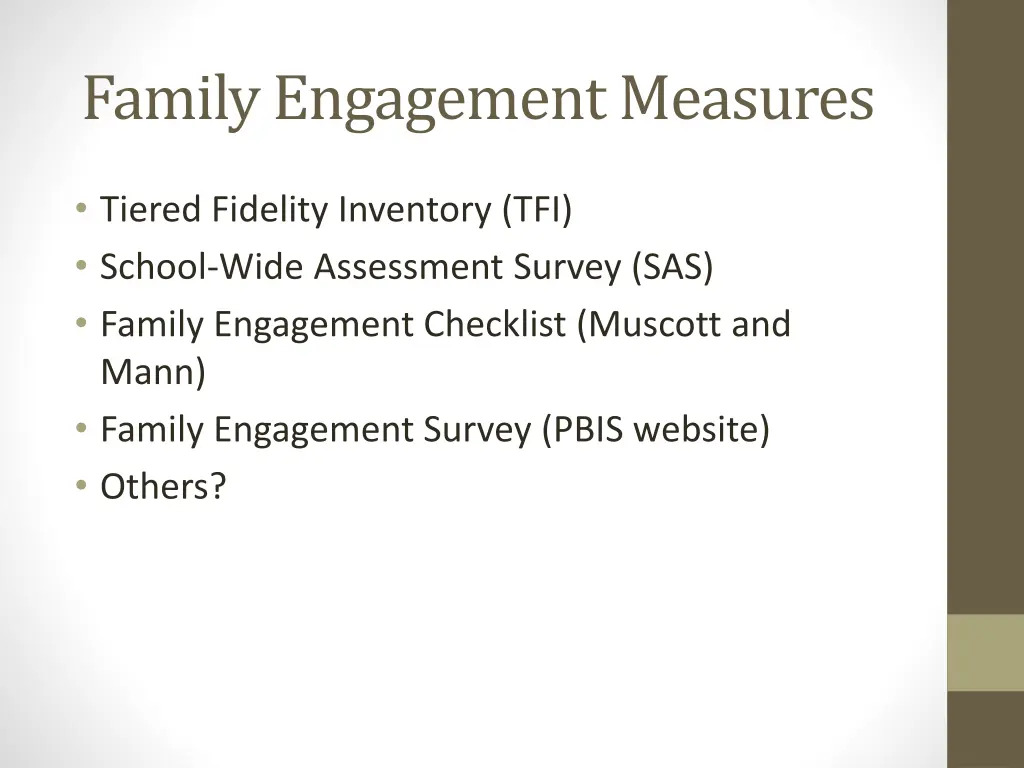 family engagement measures