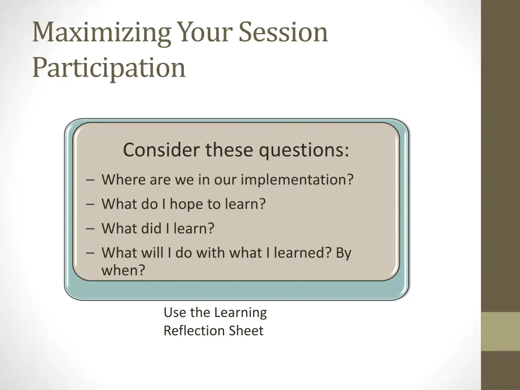 maximizing your session participation