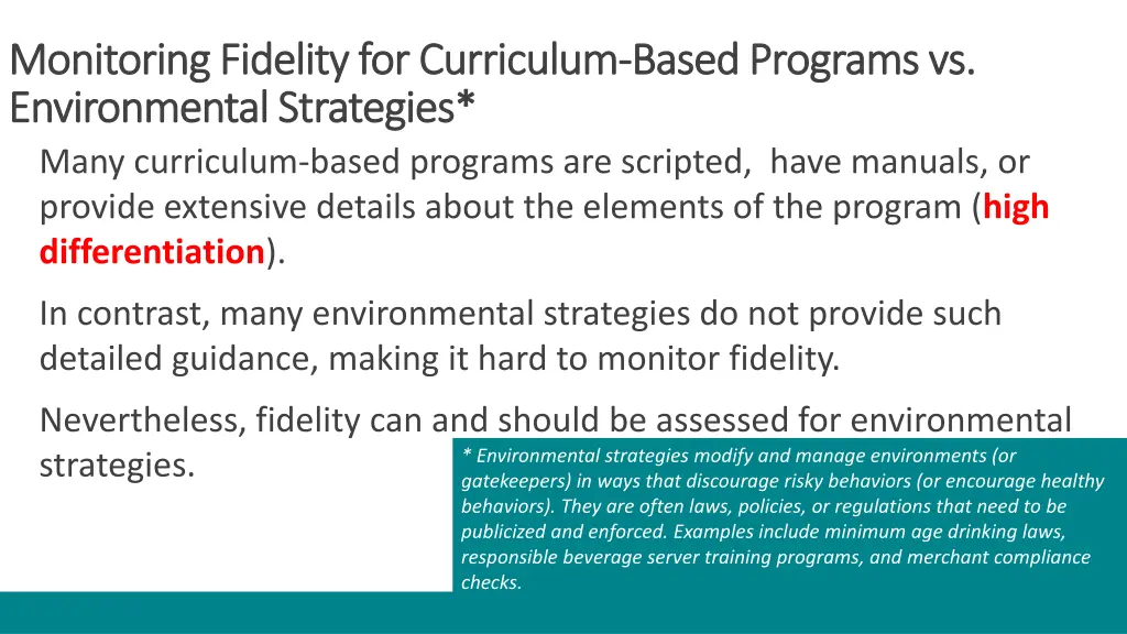 monitoring fidelity for curriculum monitoring