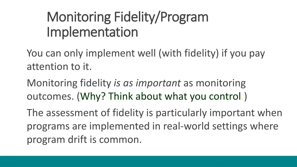 monitoring fidelity program monitoring fidelity