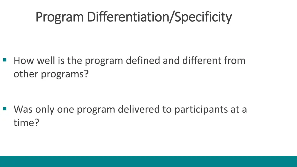 program differentiation specificity program