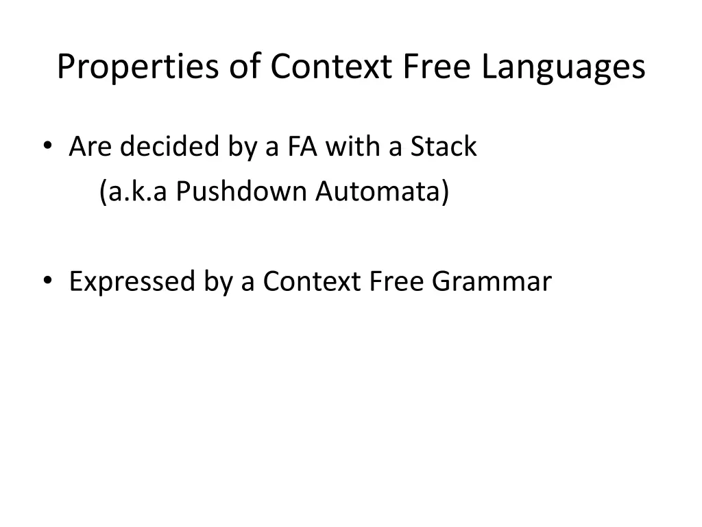 properties of context free languages