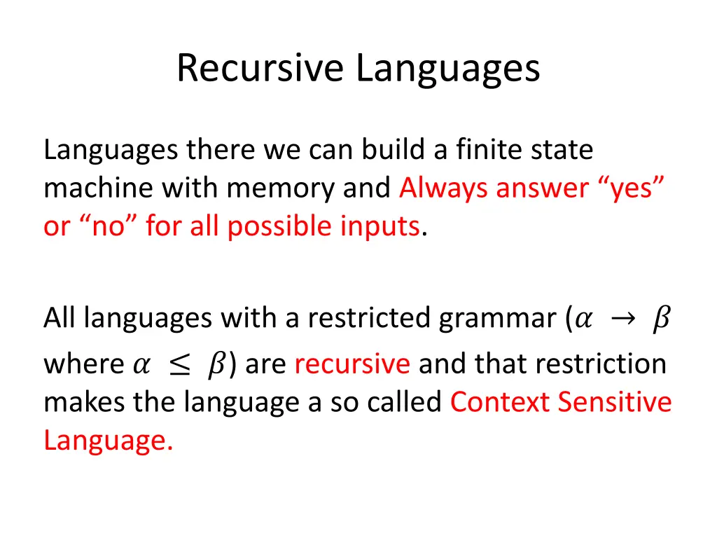 recursive languages