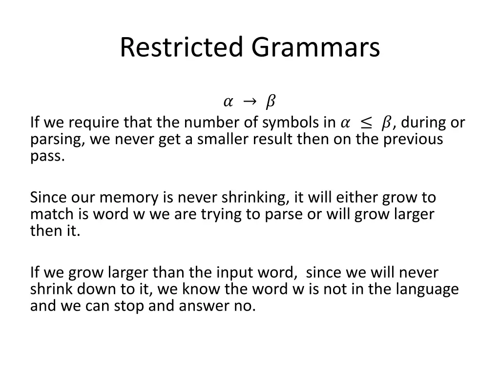 restricted grammars