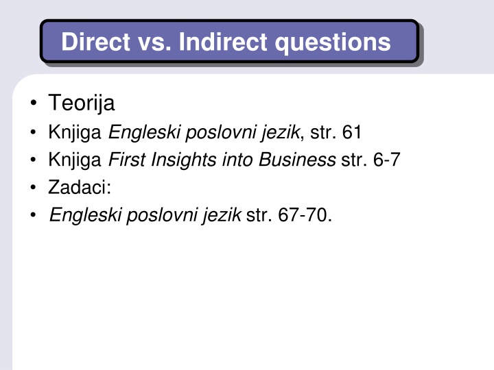 direct vs indirect questions