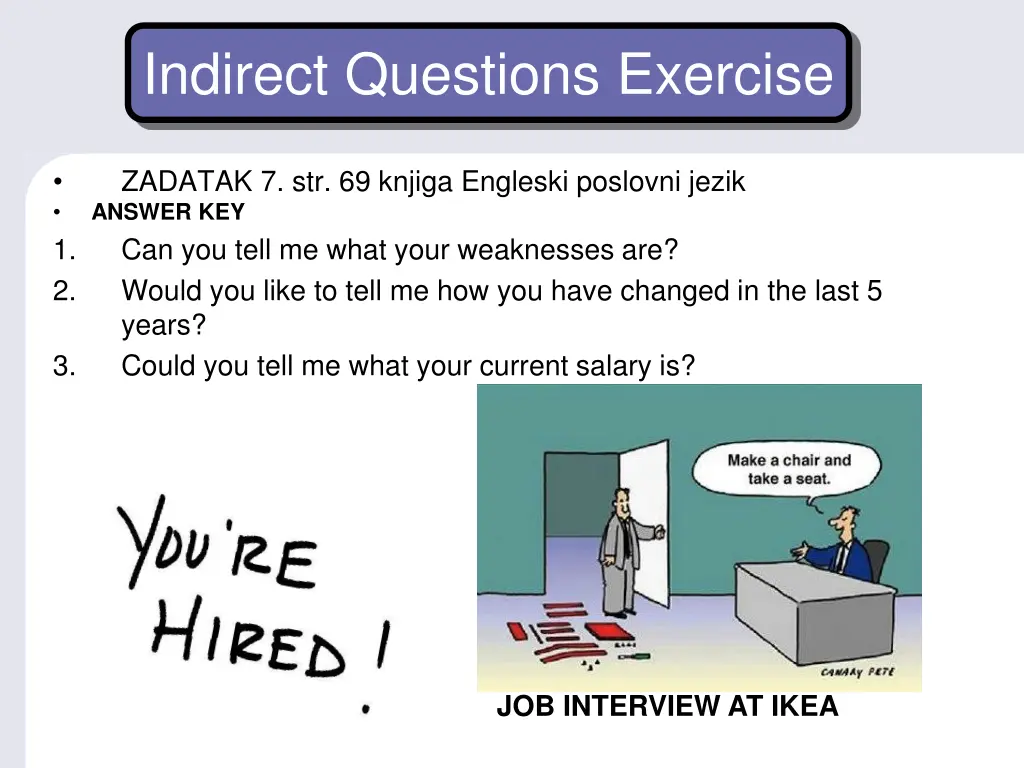 indirect questions exercise 1