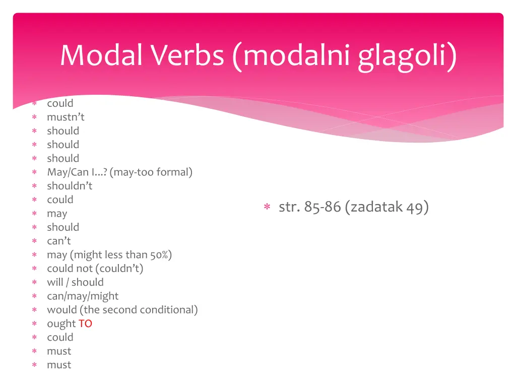 modal verbs modalni glagoli 1