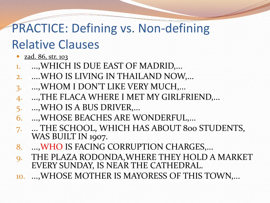 practice defining vs non defining relative 1