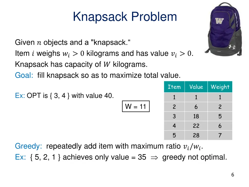 knapsack problem