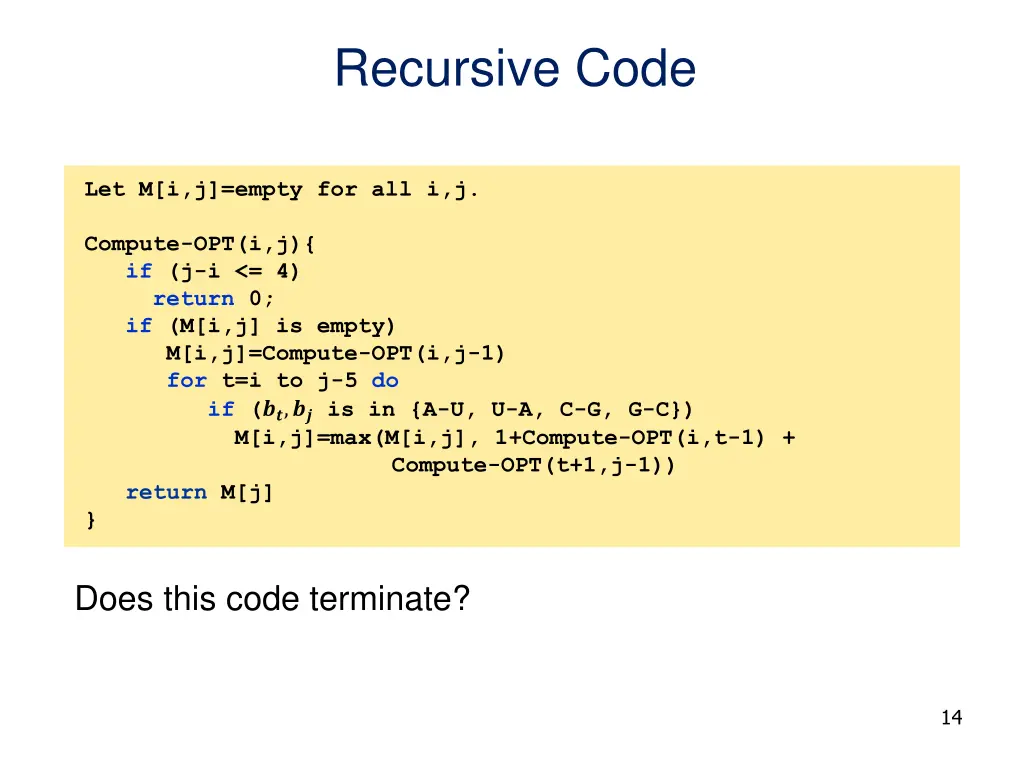 recursive code