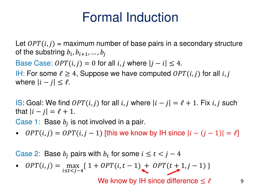 formal induction