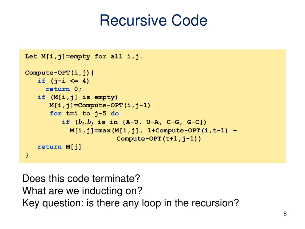 recursive code