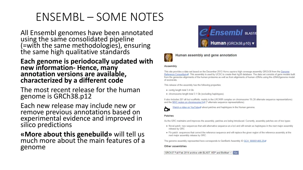 ensembl some notes