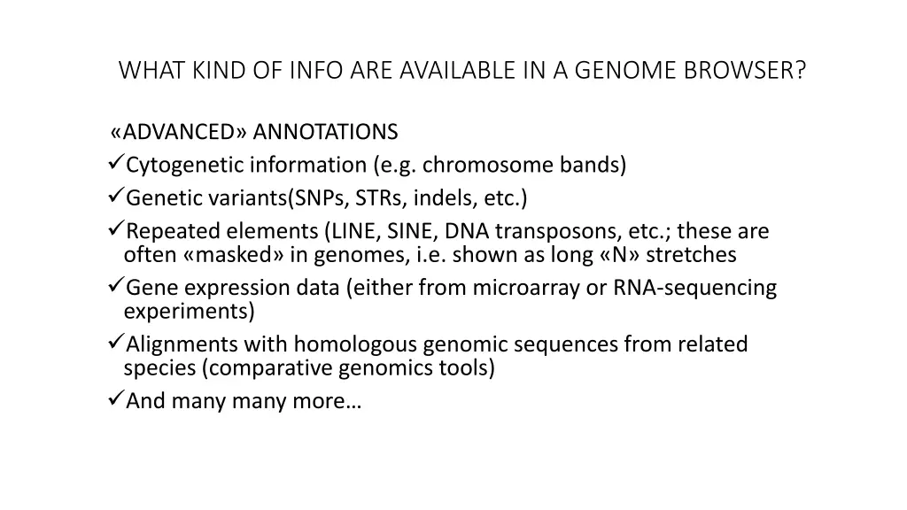 what kind of info are available in a genome 1