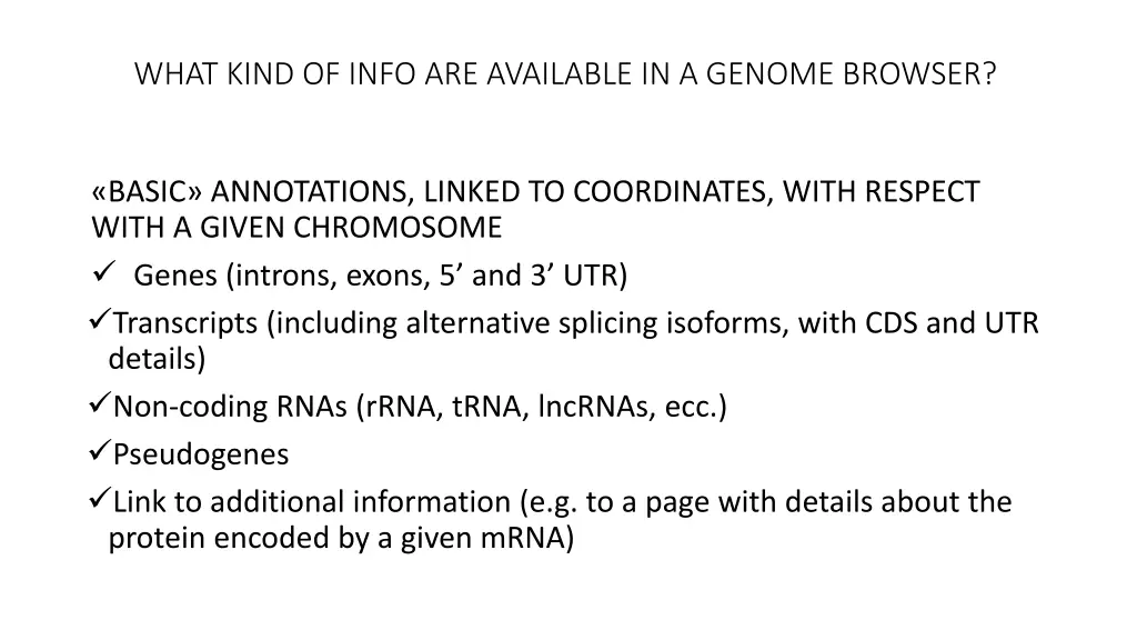 what kind of info are available in a genome