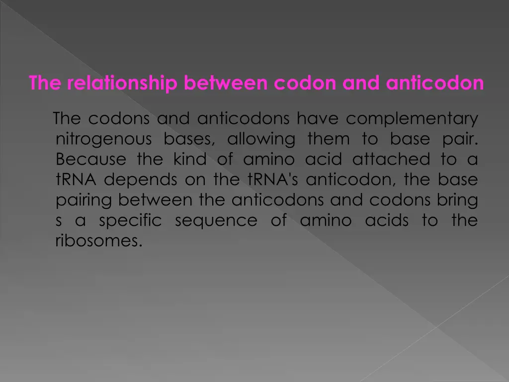 the relationship between codon and anticodon