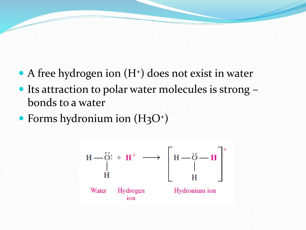 a free hydrogen ion h does not exist in water