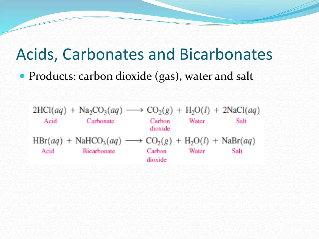 acids carbonates and bicarbonates