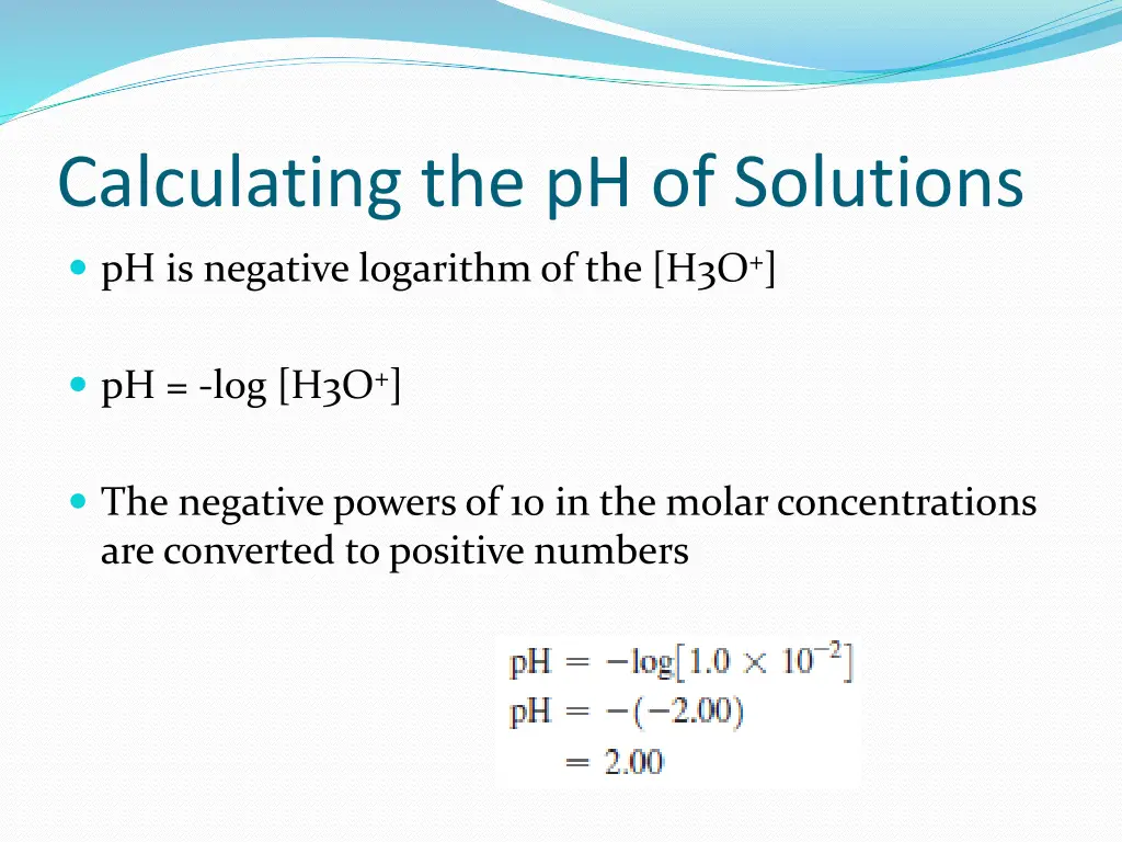 calculating the ph of solutions