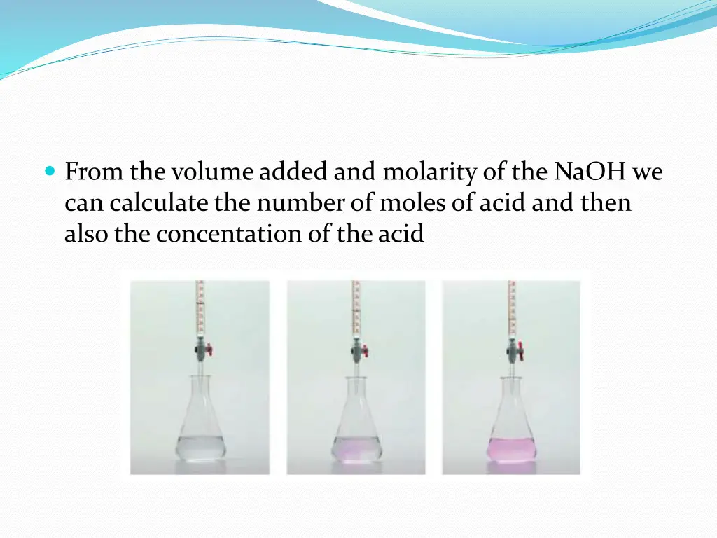 from the volume added and molarity of the naoh