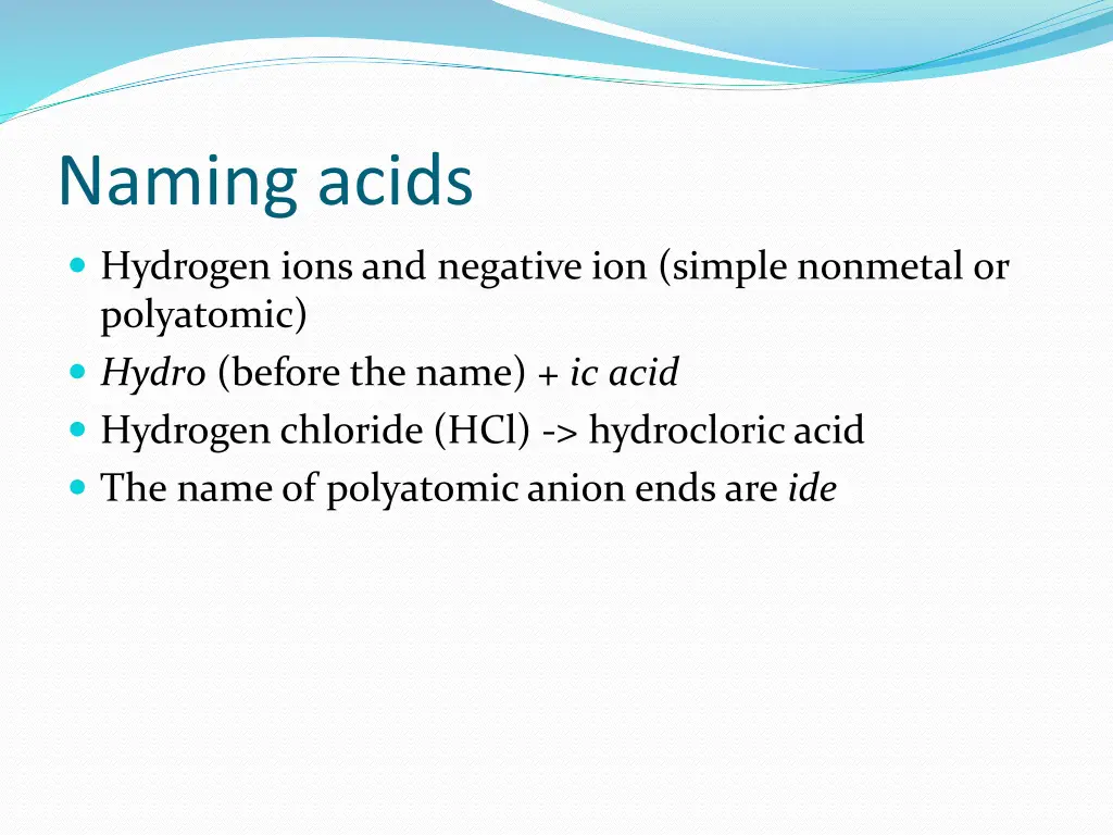 naming acids