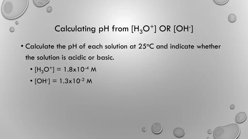 calculating ph from h 3 o or oh