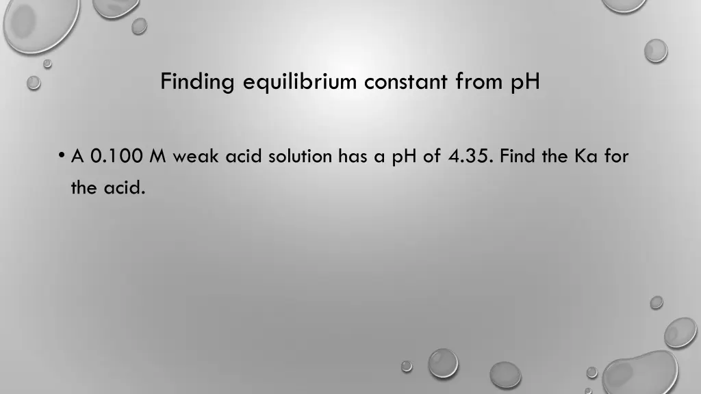 finding equilibrium constant from ph