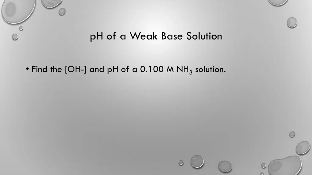 ph of a weak base solution