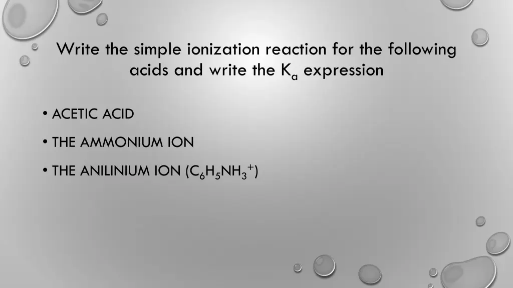 write the simple ionization reaction