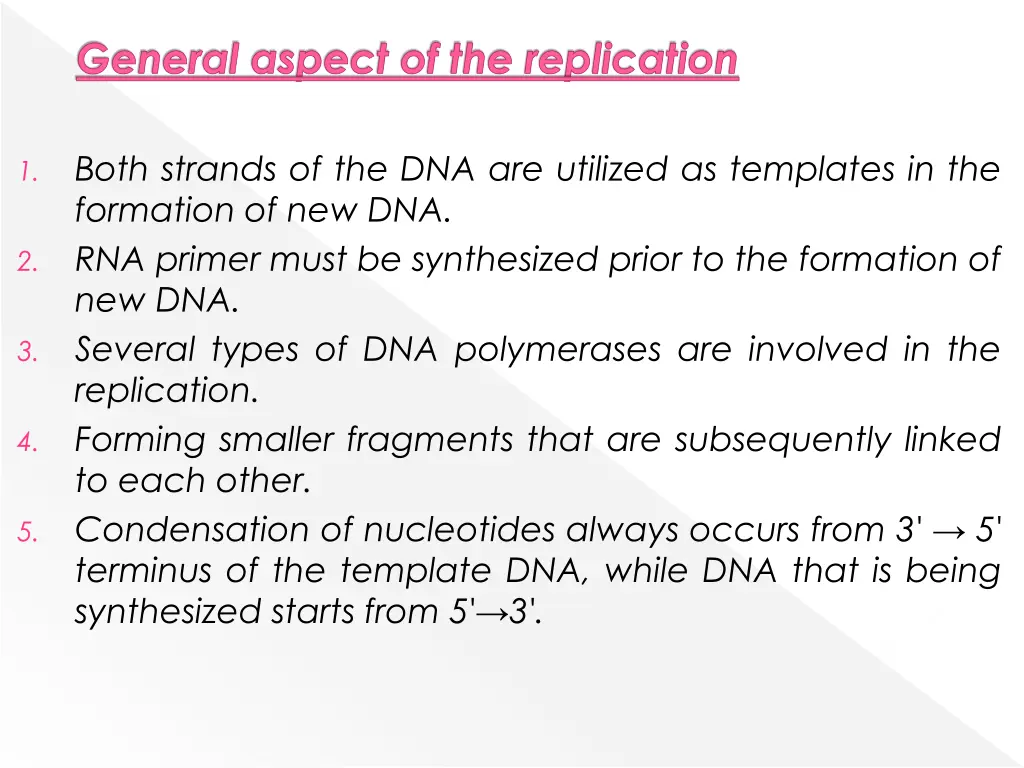 general aspect of the replication