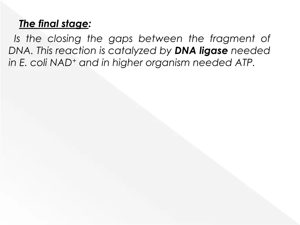 the final stage is the closing the gaps between