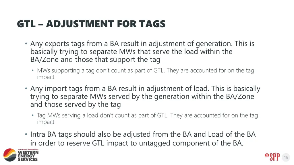 gtl adjustment for tags