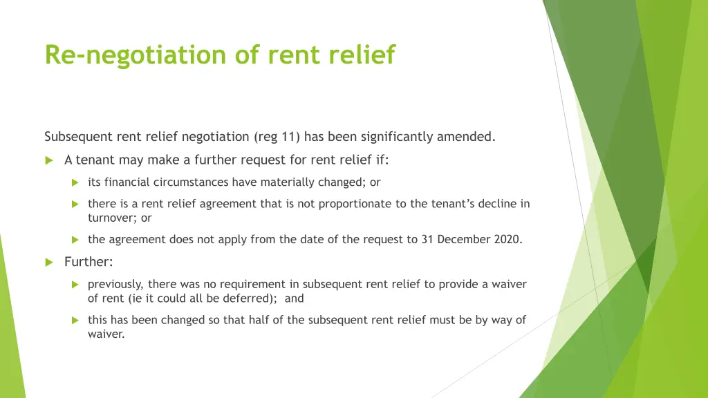 re negotiation of rent relief