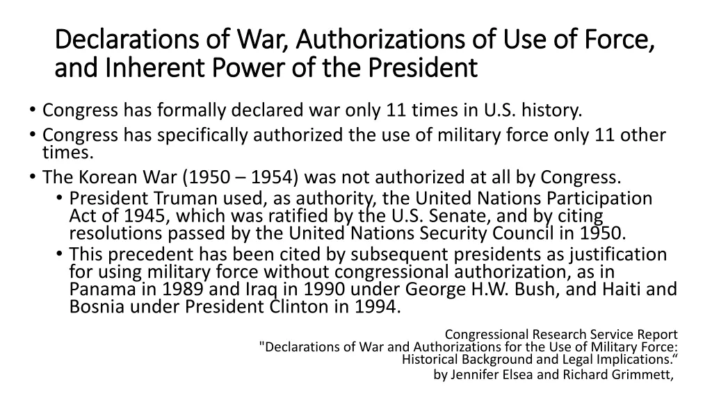 declarations of war authorizations