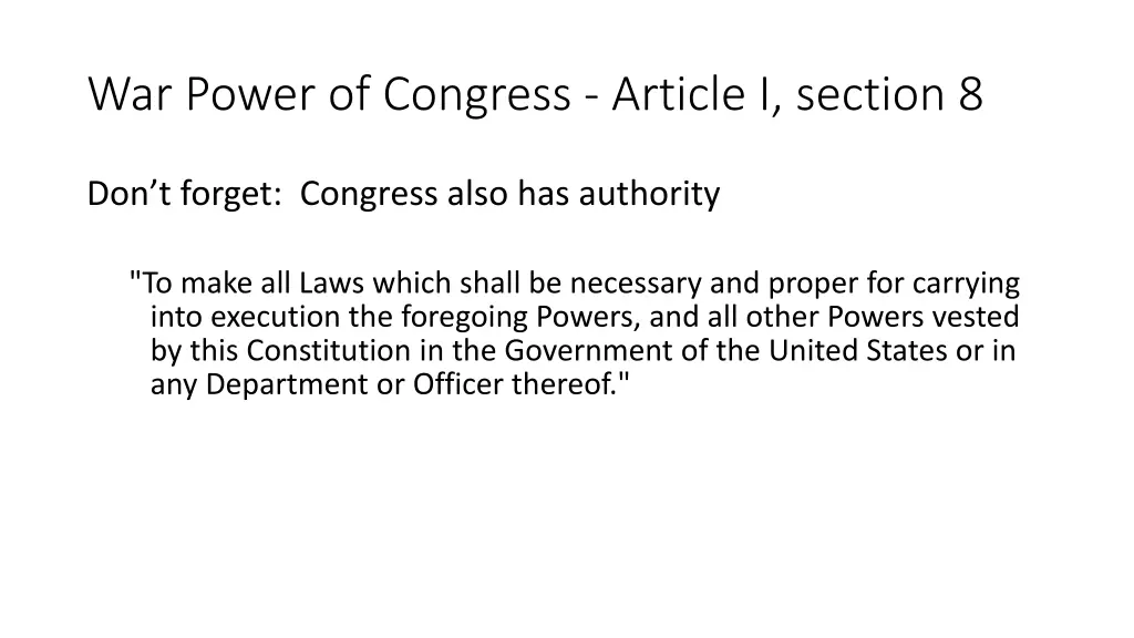 war power of congress article i section 8 1