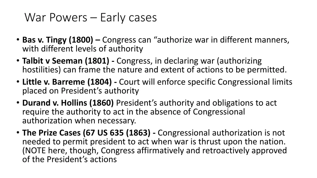 war powers early cases